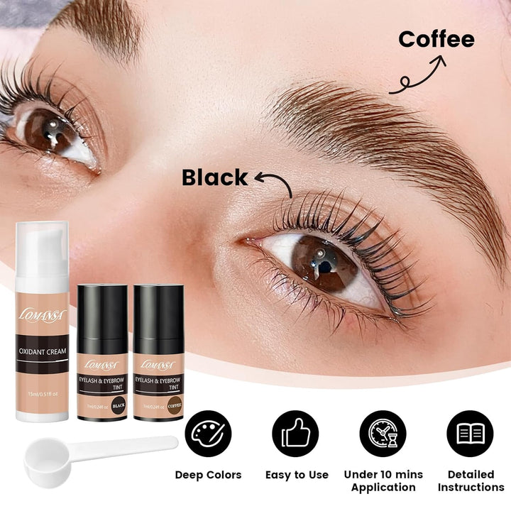 Wimpernfarbe Schwarz und Kaffee, Augenbrauenfarbe und Wimpern Färben, Einfache Bedienung, Geeignet f