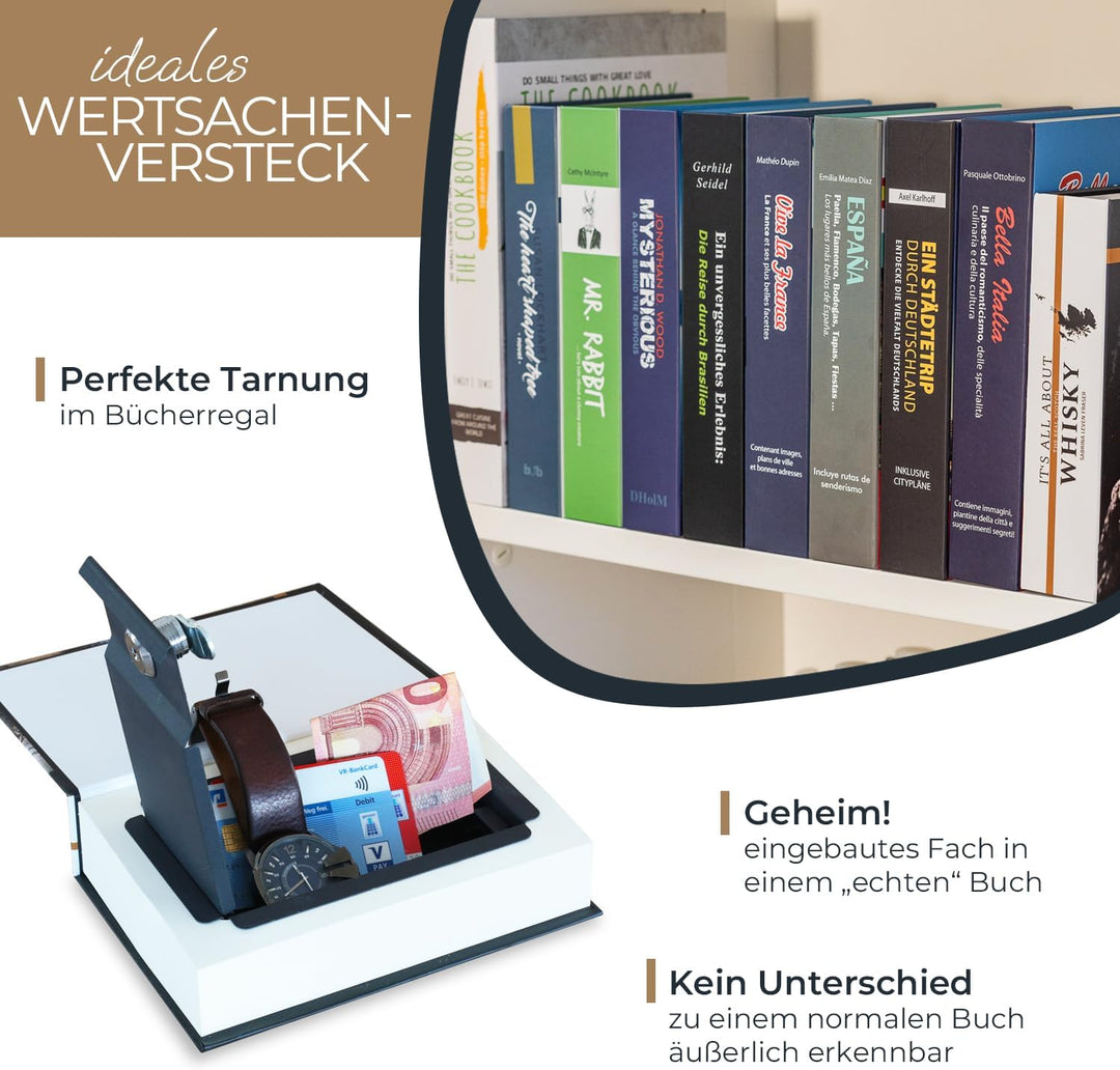 HMF 80701 Buchsafe, getarnte Geldkassette mit echten Papierseiten, Whisky, 18,7 x 13 x 4,2 cm 18,7 x