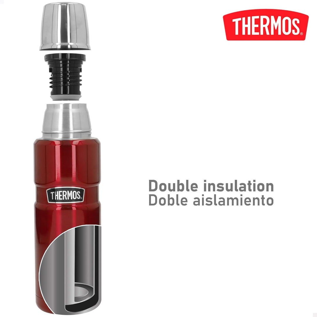 Thermos 4003.248.047 Thermosflasche Stainless King, Edelstahl Cranberry 0,47 l, Drehverschluss, 12 S