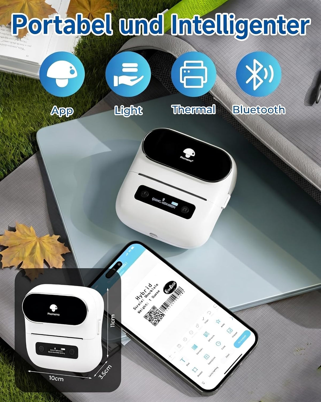 Phomemo M220 Etikettenmacher, Bluetooth-Etikettendrucker für Barcode, Adresse, Haus, Mailing, Kleinu