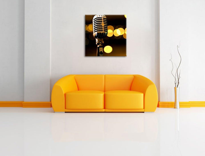 Altes Retro Mikrofon, Format: 70x70 auf Leinwand, XXL riesige Bilder fertig gerahmt mit Keilrahmen,