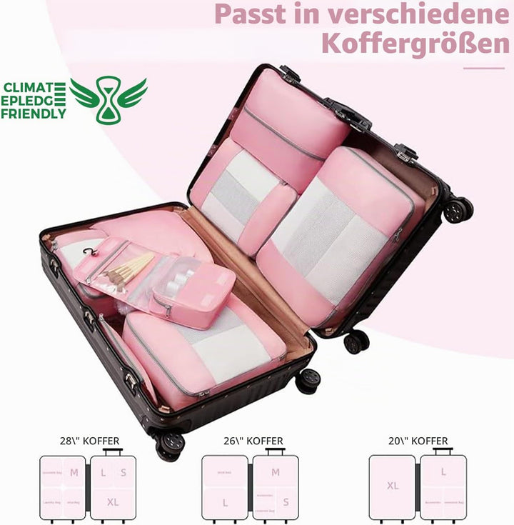 BAGAIL 8er-Set Packwürfel in verschiedenen Grössen Packorganizer für Reisezubehör Handgepäckkoffer –