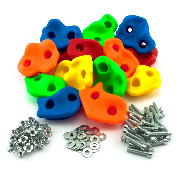GO!elements Klettergriffe Kinder 15/20/25/30 Stück mit Befestigungsmaterial, Outdoor Indoor Kletters