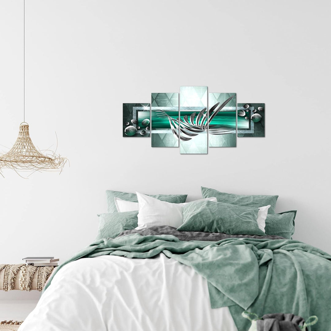 Runa Art Wandbilder Abstrakt 5 Teilig Bild auf Vlies Leinwand Deko Wohnzimmer Schlafzimmer 3D Effekt