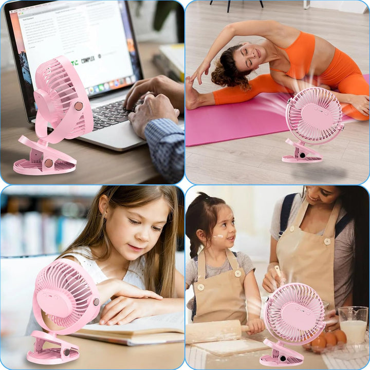 Clip Ventilator Klein Tischventilator USB Ventilator Leise, 5000mAh Mini Ventilator USB-Ventilatoren
