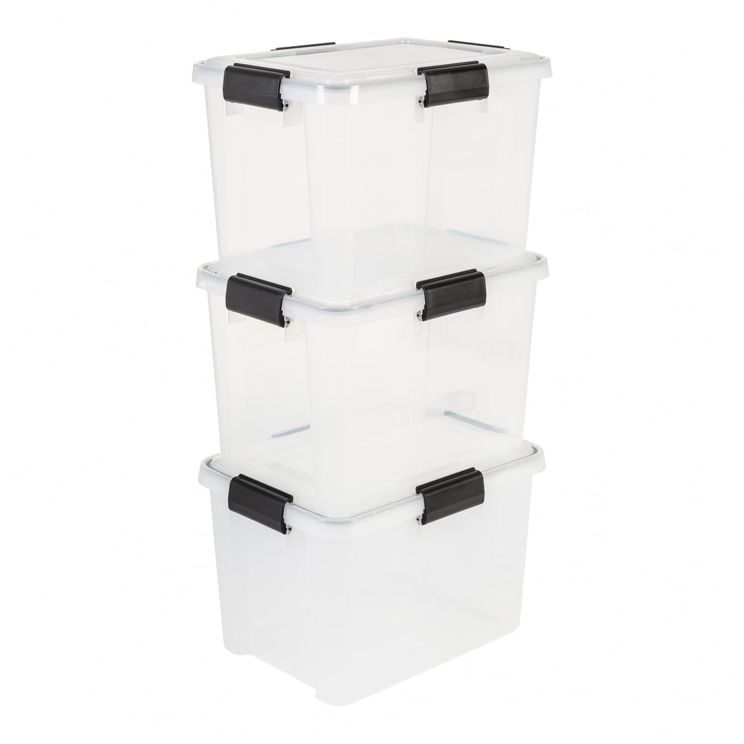 Iris Ohyama Luftdichte Kunststoff-Aufbewahrungsboxen mit Deckel, 20L, 3er-Set, Transparent, Hermetis