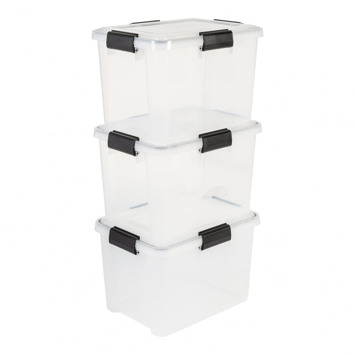 Iris Ohyama Luftdichte Kunststoff-Aufbewahrungsboxen mit Deckel, 20L, 3er-Set, Transparent, Hermetis