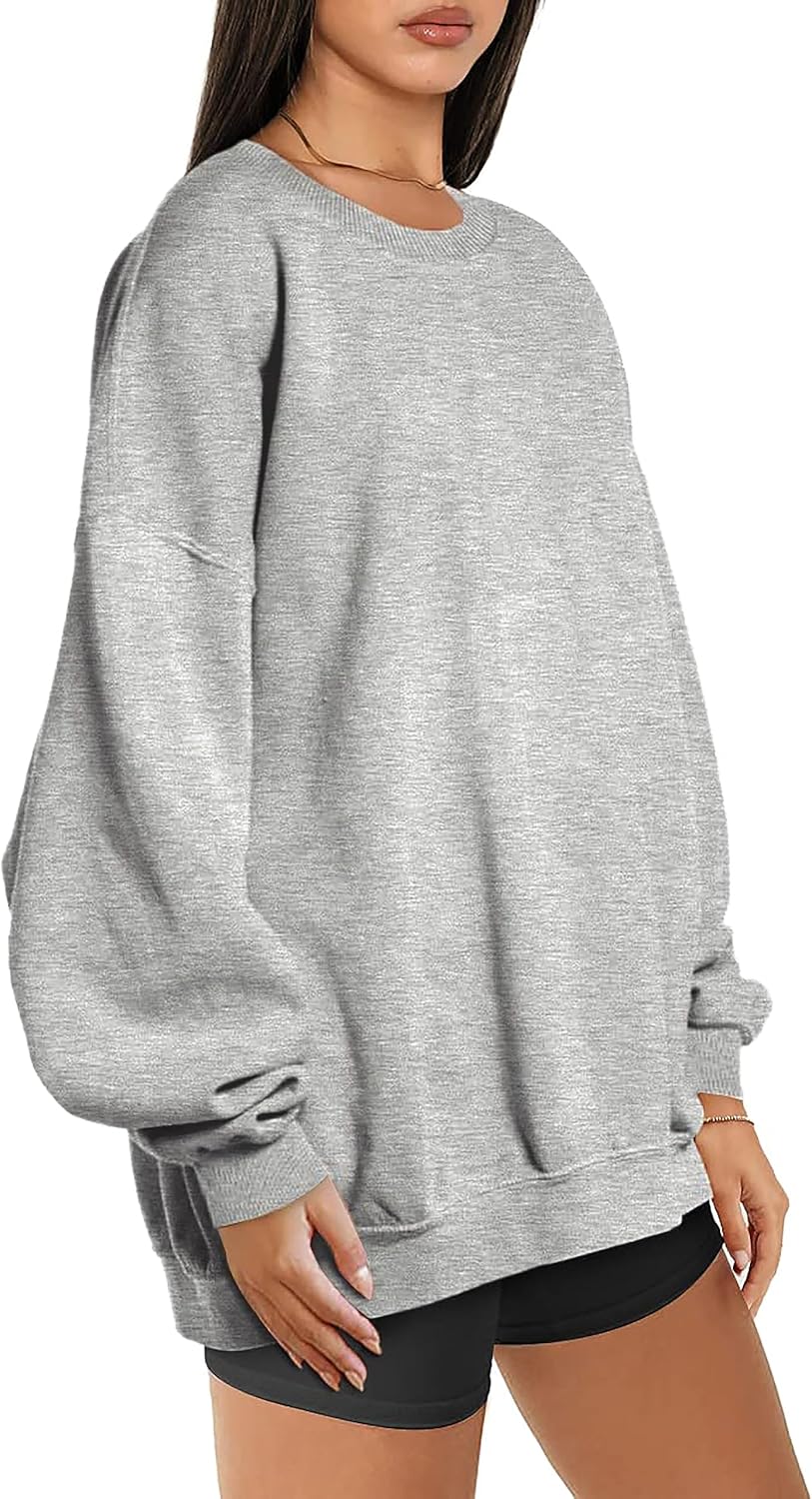 Timuspo Pullover Damen Oversize Langarm Fleece Rundhalsausschnitt Sweatshirt Herbst Winter Frauen Mä