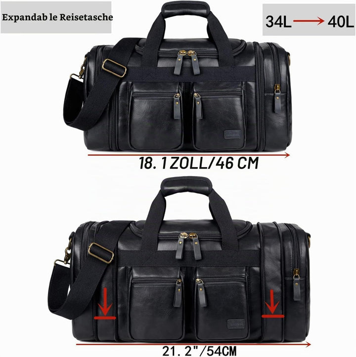 BAOSHA Faux Leder Reise Duffel Weekender Tasche Handgepäck Tragetasche Übernachtungstasche Sporttasc