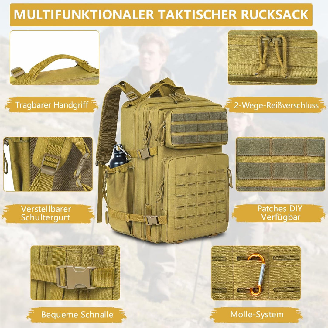 40L Taktischer Rucksack 900D Nylongewebe Jagd Rucksäcke Outdoor-Überlebensrucksack Rucksack Herren f