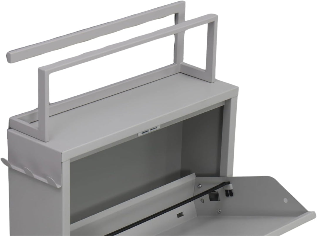 furni24 Schuhschrank Schmal – Platzsparender Metall-Schuhschrank mit Magnetklappen, Platz für 6-10 P