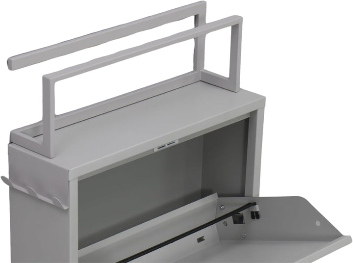 furni24 Schuhschrank Schmal – Platzsparender Metall-Schuhschrank mit Magnetklappen, Platz für 6-10 P