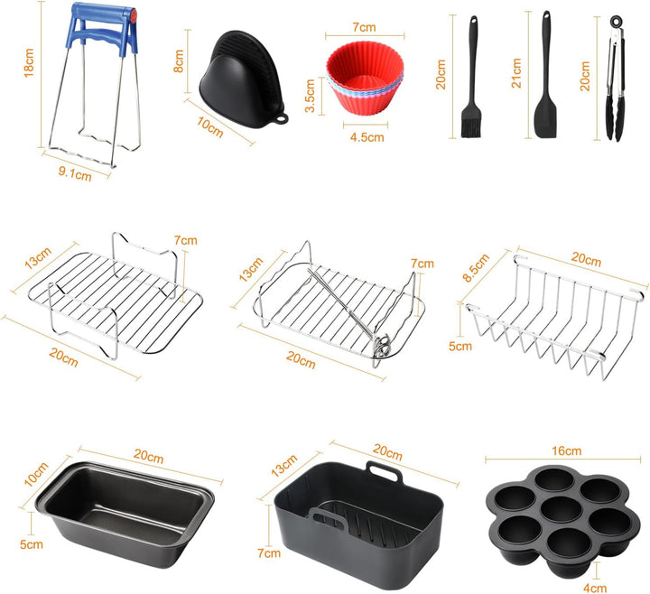 19PCS Zubehör Heissluftfritteuse für Ninja Foodi AF400EU AF300EU AF500EU, Airfryer Zubehör Silikonfo