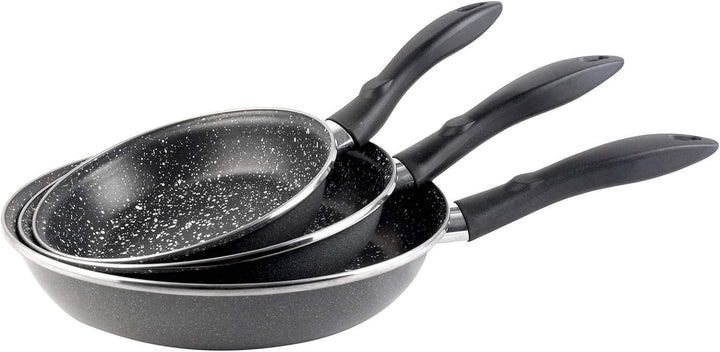 MAGEFESA K2 Gransasso Set mit 3 Bratpfannen (18/20/24) cm aus verglastem Stahl, grau melierte Aussen
