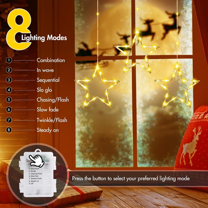 GlobaLink 3er Weihnachtsstern Beleuchtung, LED Weihnachten Fensterdeko Batteriebetrieben mit Timer u