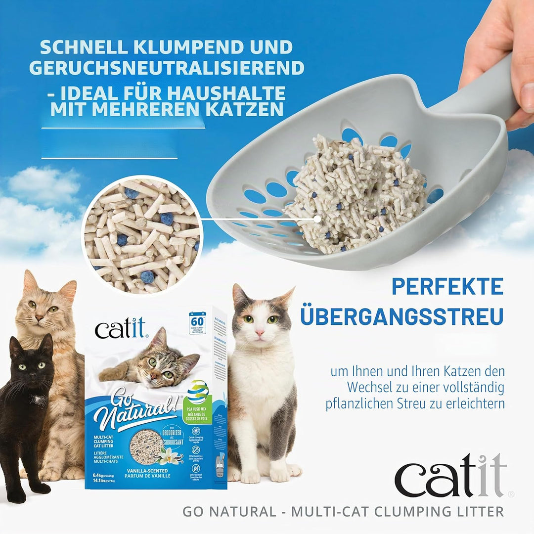 Catit Go Natural, Klumpendes Katzenstreu aus Erbsenhülsen, Vanilleduft, 6,4kg Vanille 6,4kg, Vanille