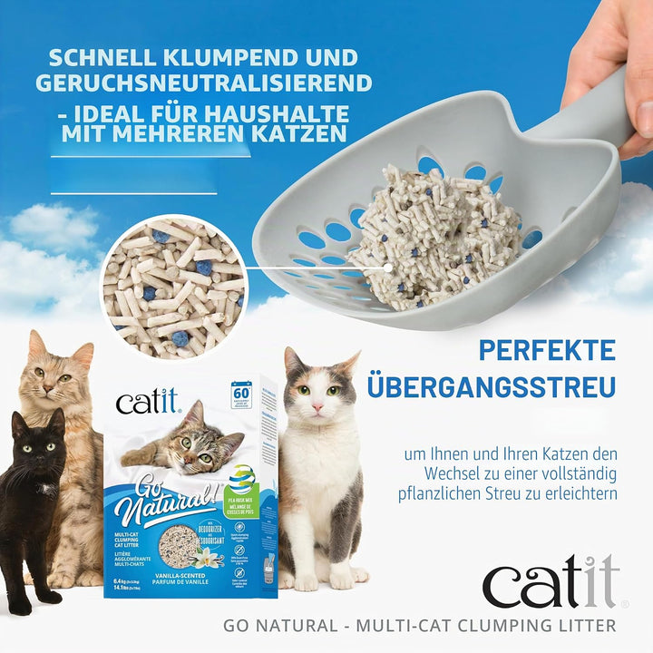 Catit Go Natural, Klumpendes Katzenstreu aus Erbsenhülsen, Vanilleduft, 6,4kg Vanille 6,4kg, Vanille