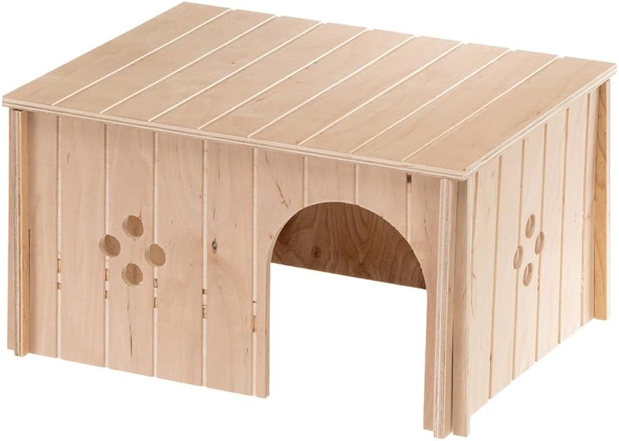 Ferplast Kaninchenhaus, Kaninchenkäfig Zubehör, mit Flachdach und Belüftungslöchern, im Bausatz, 37