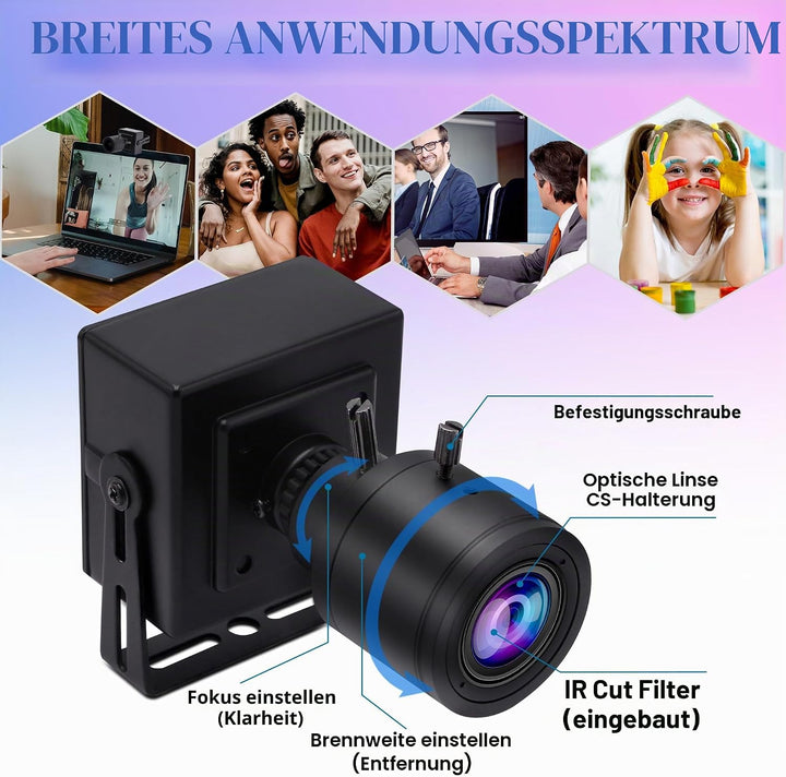 ELP 1080P Optical Zoom Webcam 2,8-12mm Vario Objektiv USB Kamera Full fps Full HD 1080p Webkamera mi
