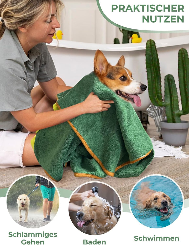 Bademantel für Hunde, Hundebademantel Aus Mikrofaser, Verstellbares Halsband Mit Klettverschluss Sch