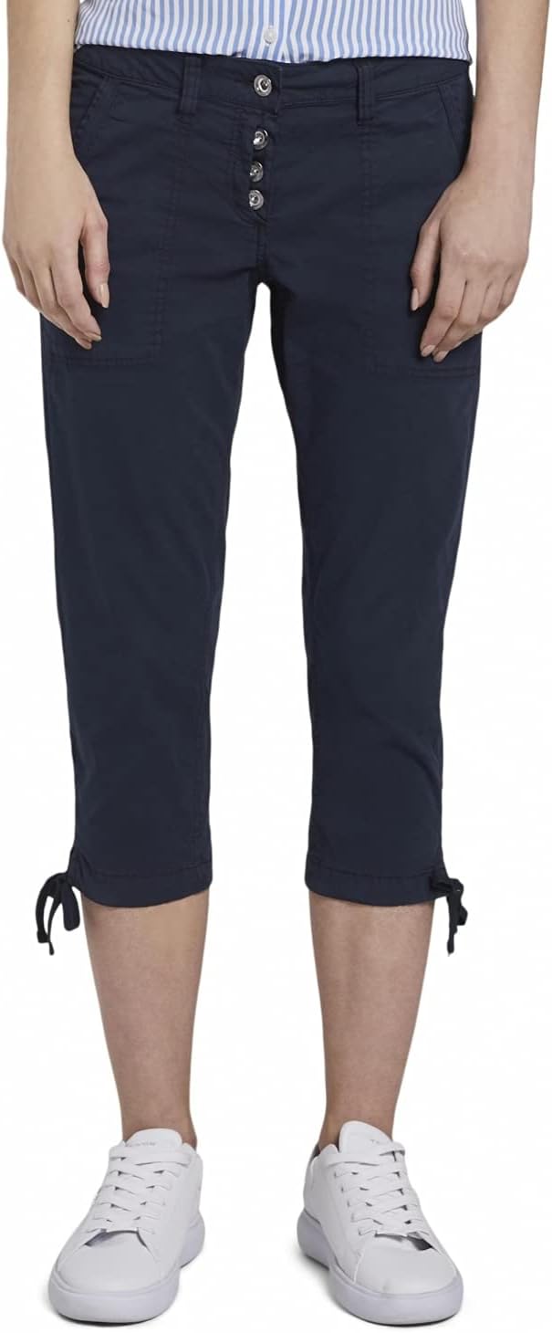 TOM TAILOR Damen Geknöpfte Tapered Relaxed Hose 34 10668 - Sky Captain Blue, 34 10668 - Sky Captain
