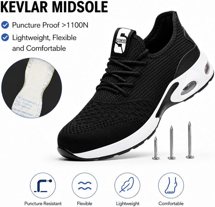 Nasogetch Sicherheitsschuhe Herren Leicht Arbeitsschuhe Damen Sportlich Stahlkappenschuhe rutschfest