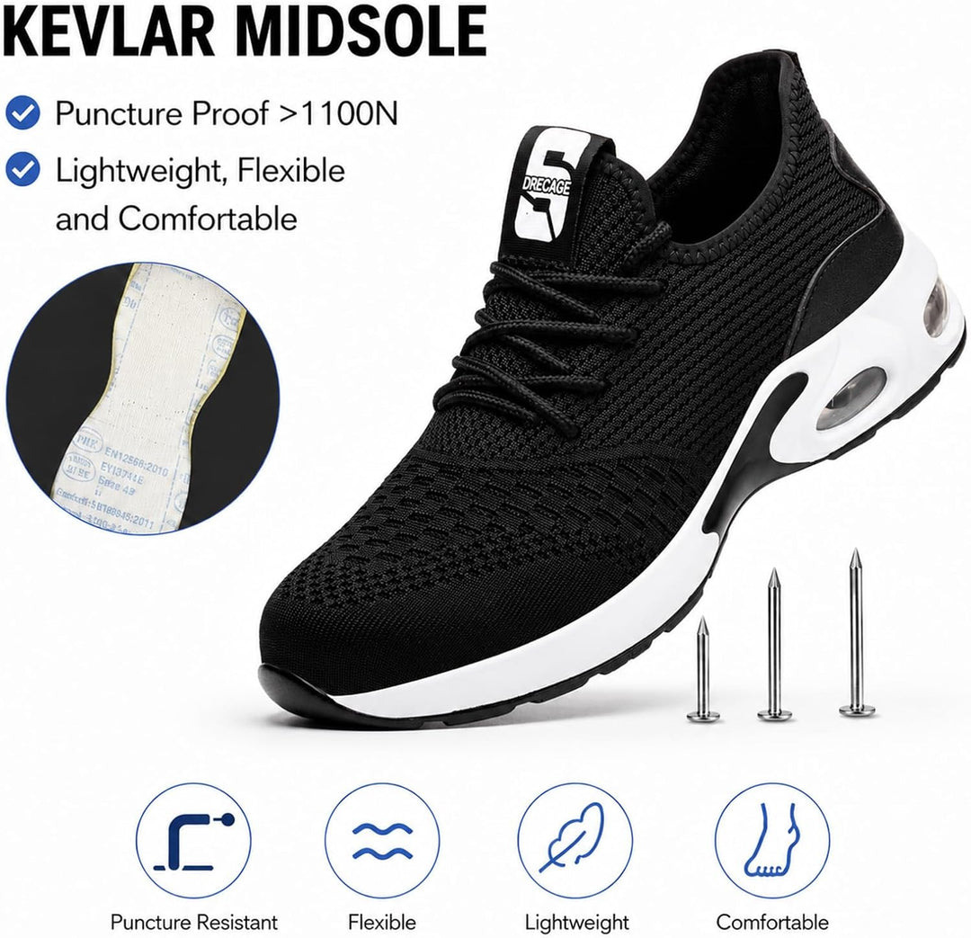 Nasogetch Sicherheitsschuhe Herren Leicht Arbeitsschuhe Damen Sportlich Stahlkappenschuhe rutschfest