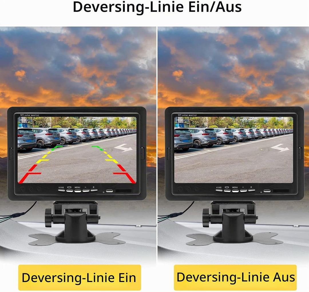 Hodozzy Rückfahrkamera Set mit 7 Zoll-LCD-Monitor &amp; Dual Backup Kamera, Wasserdicht, Nachtsicht, 2 K