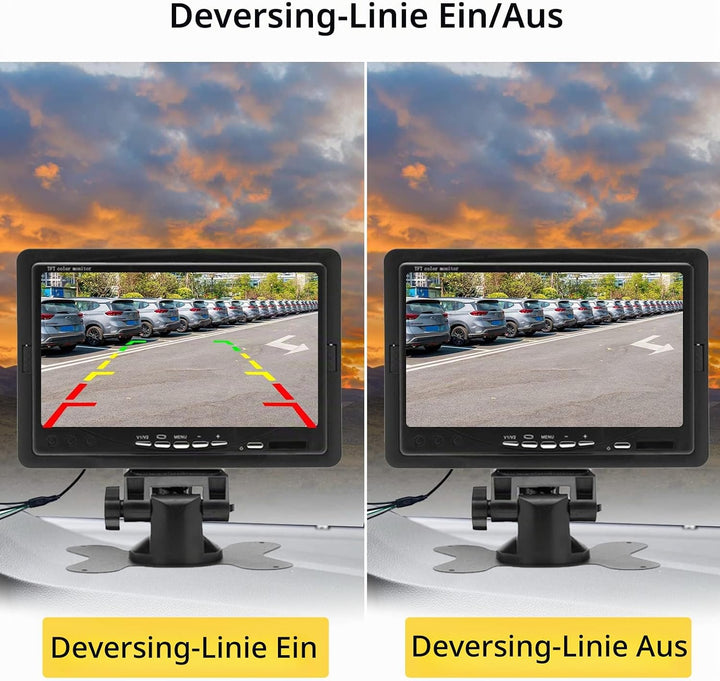 Hodozzy Rückfahrkamera Set mit 7 Zoll-LCD-Monitor &amp; Dual Backup Kamera, Wasserdicht, Nachtsicht, 2 K