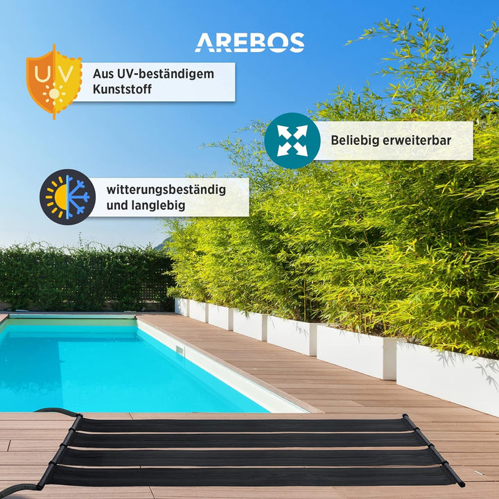 Arebos 2X Solarheizung Solarkollektor Poolheizung | 2er Set | 300x66 cm | UV-beständiger Kunststoff