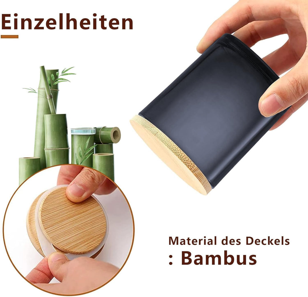 6er-Pack Kerzengläser mit Bambusdeckel (200ml) - 3mm Dickwandiges &amp; Hitzebeständiges Glas - Elegante