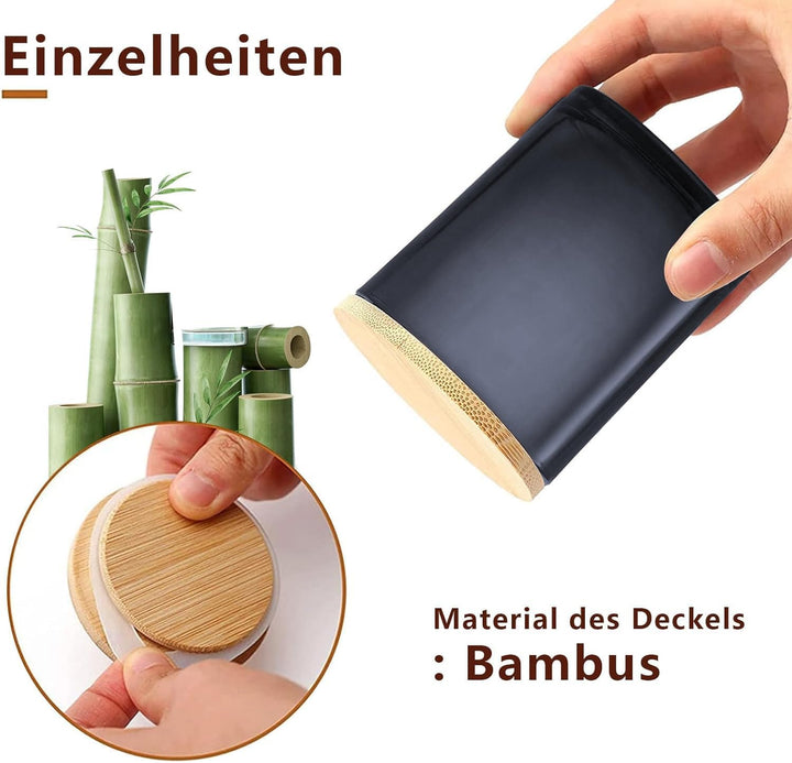 6er-Pack Kerzengläser mit Bambusdeckel (200ml) - 3mm Dickwandiges &amp; Hitzebeständiges Glas - Elegante