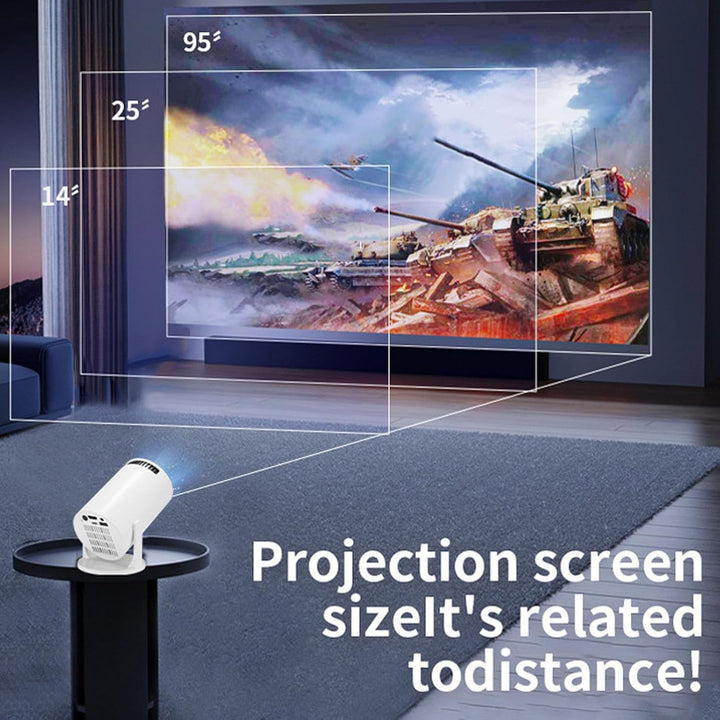 Outdoor Projektor mit WLAN und Bluetooth, Tragbarer 1080P Full HD 4K-Videoprojektor mit Fernbedienun