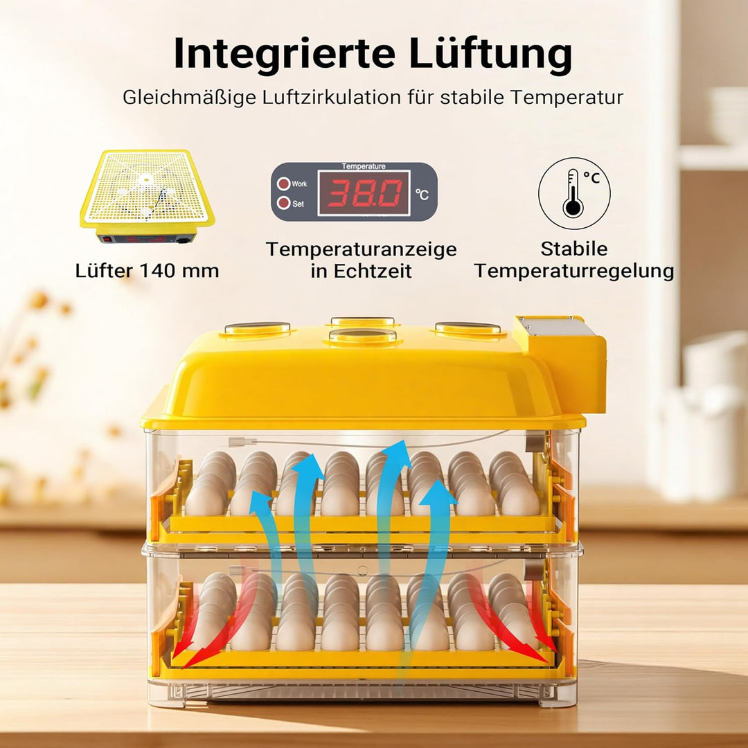 Wiltec Automatische Brutmaschine 96 Eier Brutapparat Flächenbrüter Inkubator