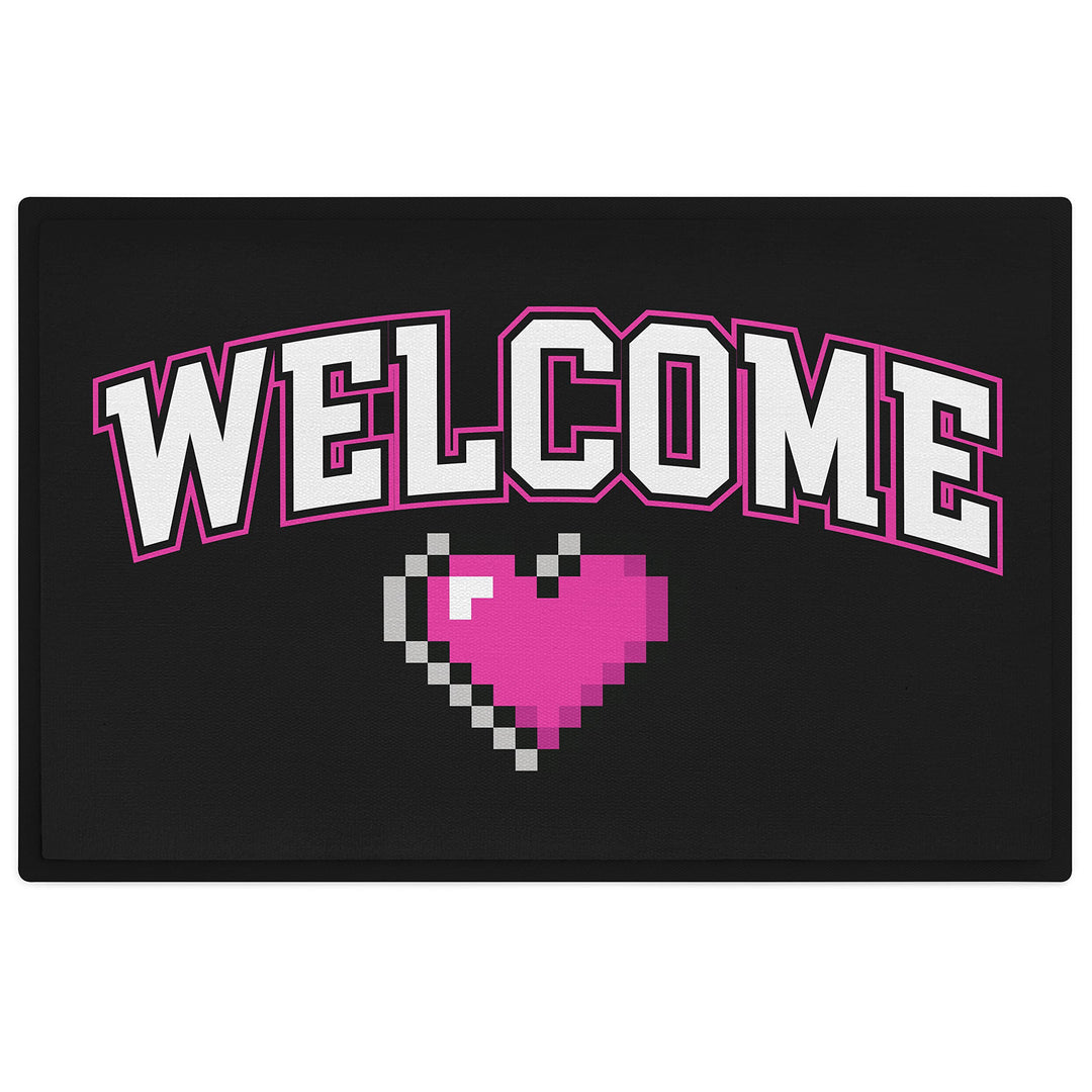 Trendation - Welcome Fussmatte Gamer Zocker Frauen Muster Willkommen Geschenk Aussen Innenbereich 60