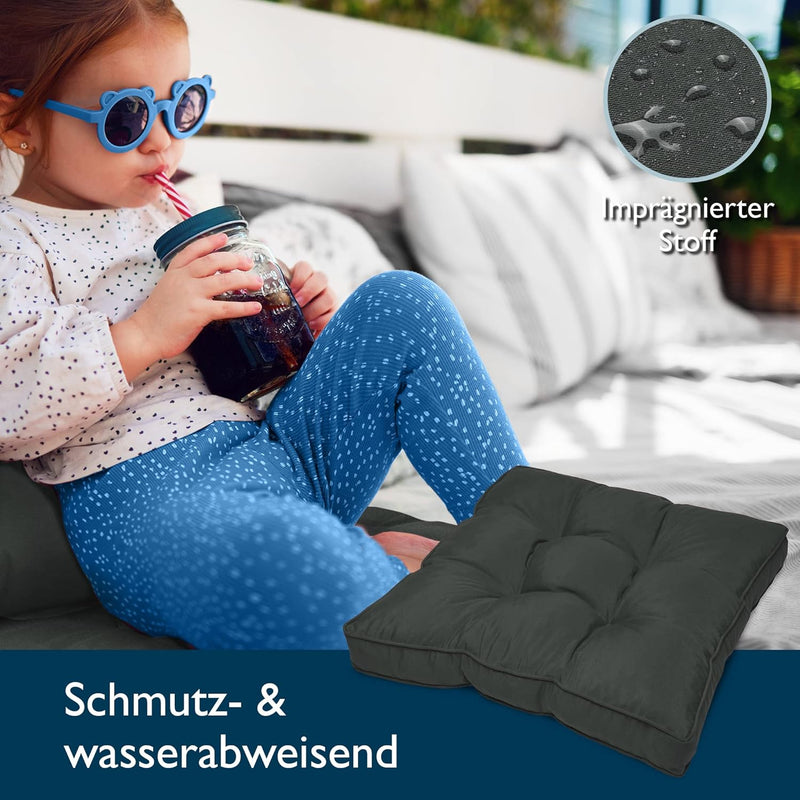 Beautissu Lounge Outdoor Kissen 70x70x10 cm – Outdoor Kissen Wasserfest & Schmutzabweisend - Polster