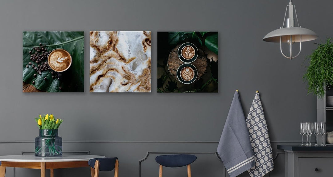 Muralo - Wandbilder Set - Leinwand Bilder Set Aufhängefertig - Bilder für Küche- Moderne Wanddeko -