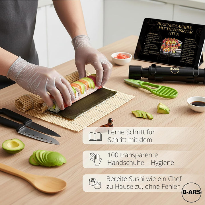 B-ARS Sushi Set-Sushi Matte-Sushi Set Zum Selber Machen-Sushi Rollmatte-Sushi Maker Set-Sushi Kit-Su