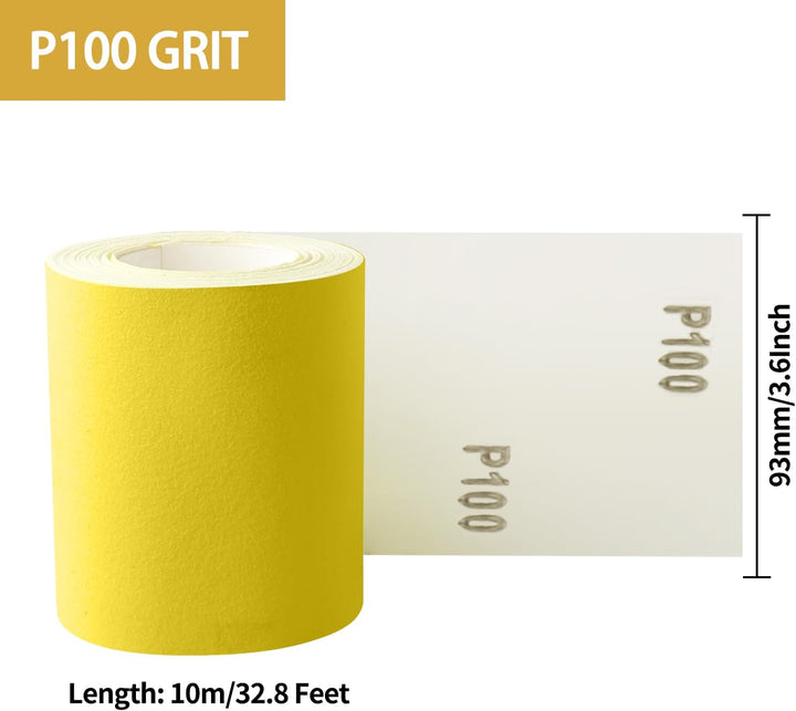 Shineboc Schleifpapier Rolle Gelbe, 93 mm x 10 m Schleifpapier Quarzsand-Trockenschleifpapier für Ha