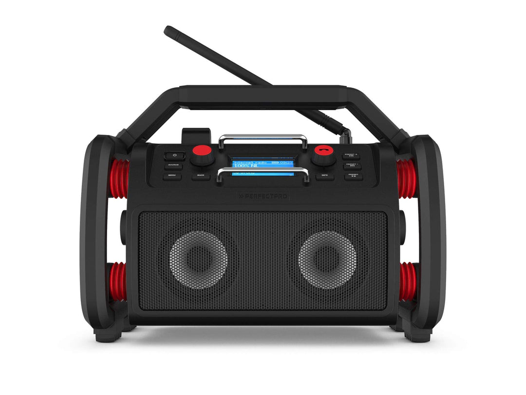 PerfectPro Baustellenradio Rockpro, WiFi internetradio, DAB+ und UKW-Empfang, Bluetooth, Lithium-Akk