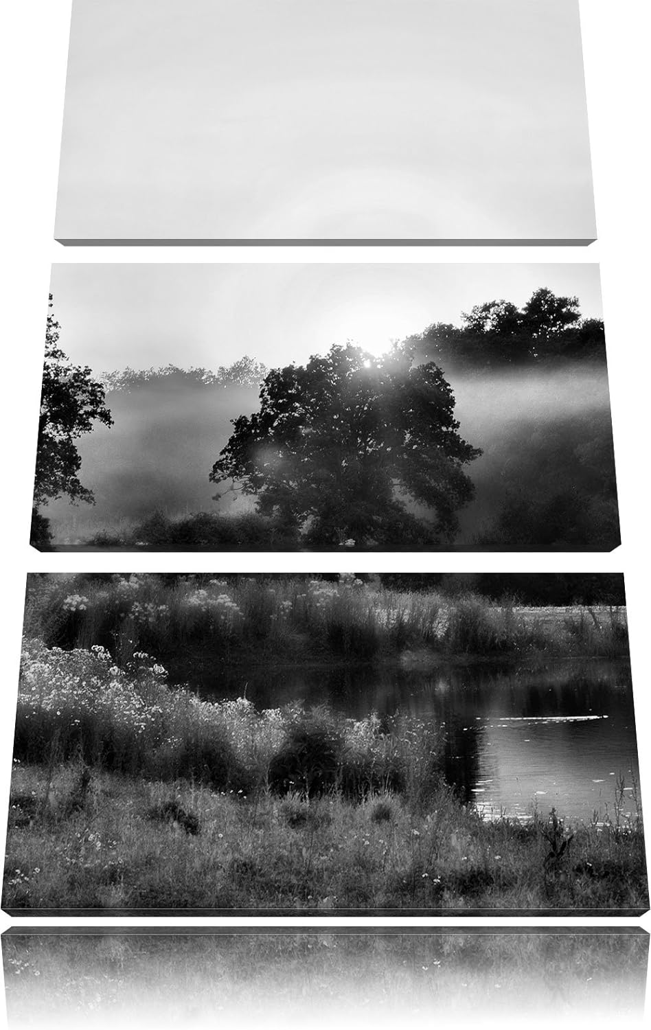Pixxprint Monocrome, britische Landschaft 3-Teiler Leinwandbild 120x80 Bild auf Leinwand
