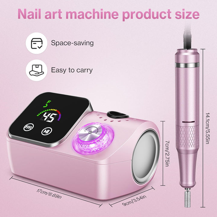 Elektrischer Nagelfeile Nagelfräser für Gelnägel, 45000 U/min Nagelfräser Professioneller mit LCD-An
