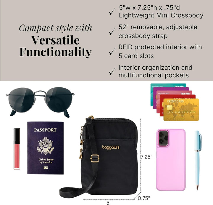 Baggallini Mini Einheitsgrösse Schwarze und Goldfarbene Hardware, Einheitsgrösse Schwarze und Goldfa