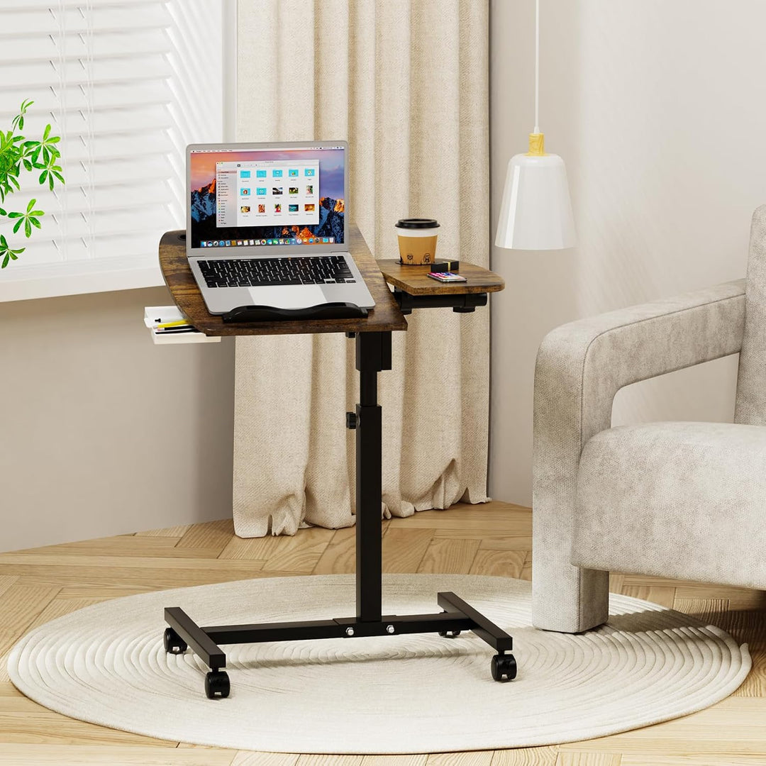 Beistelltisch Mit Rollen, 60x40cm, Mobiler Stehpult, Beistelltisch Laptoptisch mit Rollen, Mobiler S