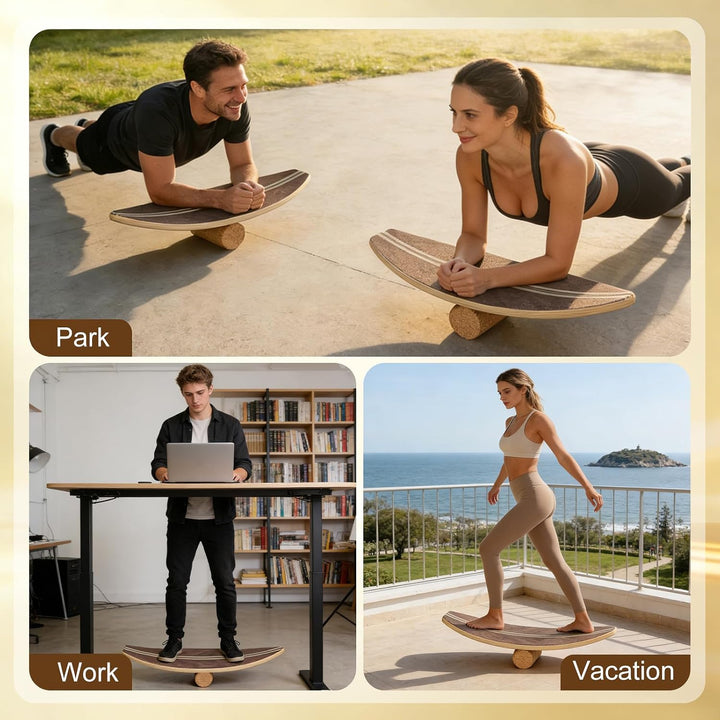 Balance Board aus Eichenholz,FSC-zertifizierter Gleichgewichtstrainer,Waveboard Surf Balance Board E
