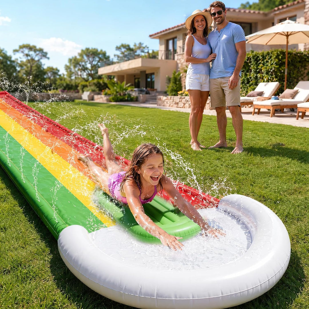 15.8ft/480cm Wasserrutsche Garten für Kinder,Wasserrutsche mit Bodyboard | Doppel Lane Wasserrutsche