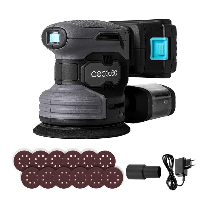 Cecotec Akku-Exzenterschleifer 21V und 2000mAh PerfectSurface 2120 Rotate. 13000 U/min, 12 Ersatztei