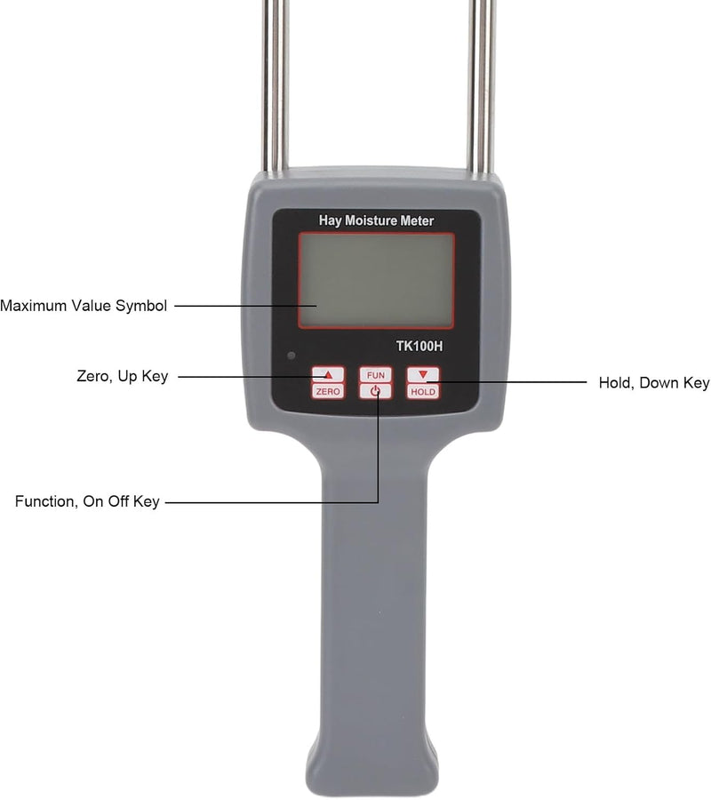 Tragbares Heu-Feuchtigkeitsmessgerät, Präziser Heu-Feuchtigkeitstester mit Sonde, Überwachung und Ge