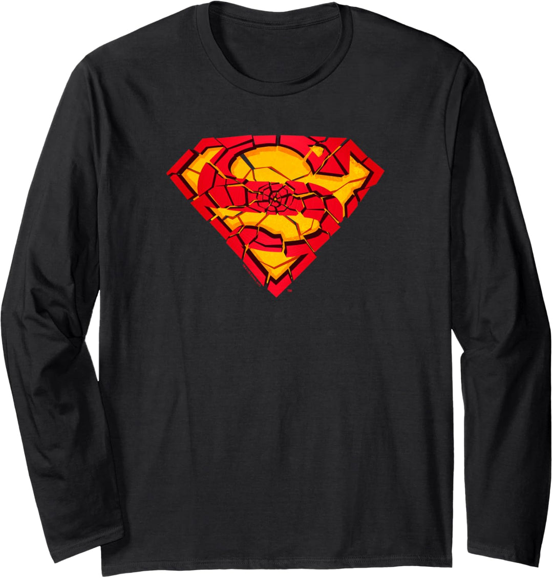Superman Shattered Shield Logo Langarmshirt