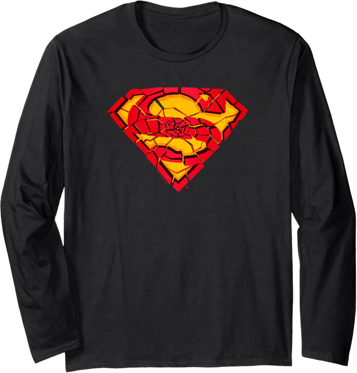 Superman Shattered Shield Logo Langarmshirt